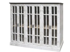 Chic Antique Vitrine mit 6 Türen und schwarzem Top