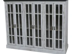 Chic Antique Vitrine mit 6 Türen und schwarzem Top
