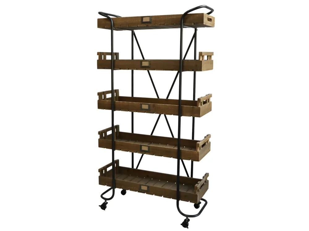 Chic Antique Wagen auf Rädern mit 5 Holztabletts
