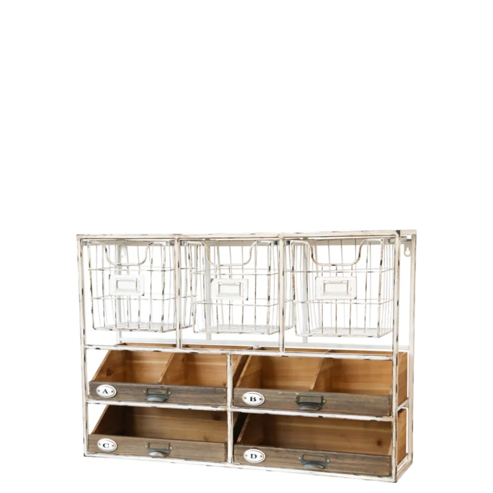 Chic Antique Wandregal mit Schubladen