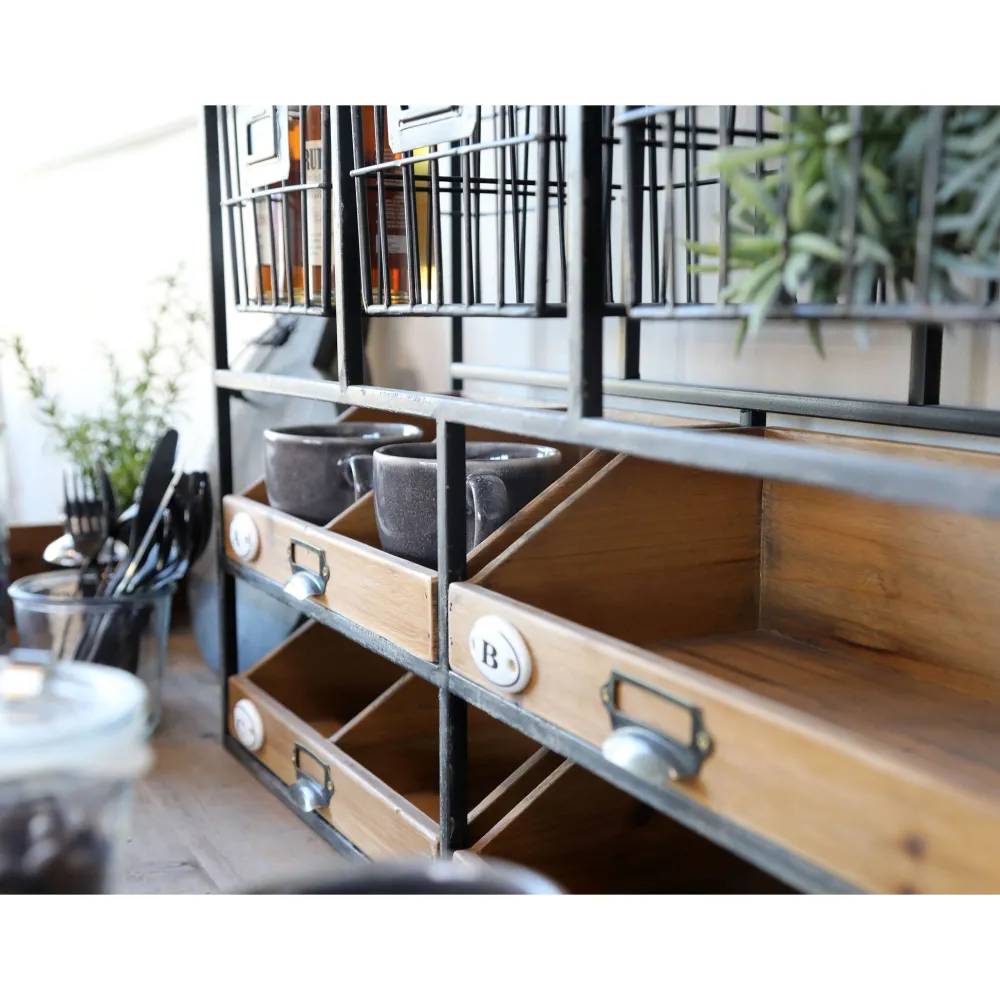 Chic Antique Wandregal mit Schubladen