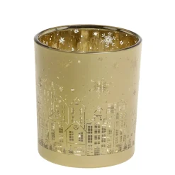 Chic Antique Weihnachtlicher Goldener Teelichthalter mit Muster