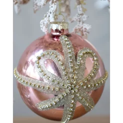 Chic Antique Weihnachtskugel Rosa Glitzerschleife