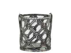 Chic Antique Windlicht mit Henkel und Karomuster