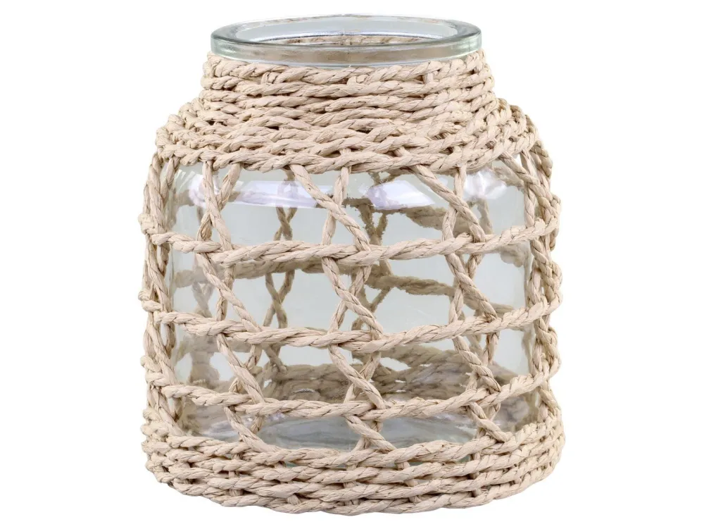 Chic Antique Windlicht mit geflochtenem Schilf