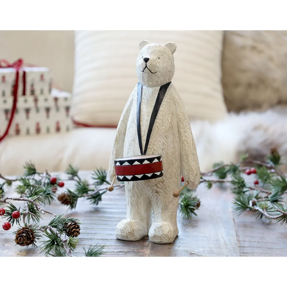 Chic Antique Winterliche Bären Figur mit Trommel
