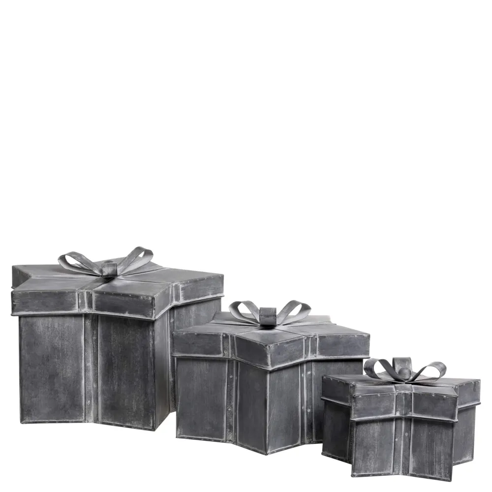 Chic Antique Winterliches Geschenkbox 3er-Set mit Schleife