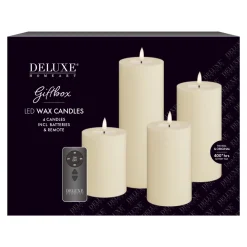 Deluxe Homeart Geschenkbox LED Blockkerzen Set mit Fernbedienung
