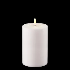 Deluxe Homeart LED Real Flame Outdoor Stumpenkerze weiß