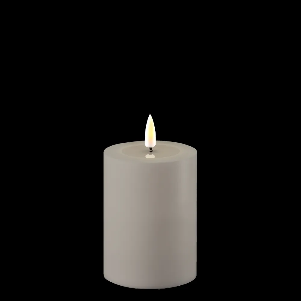 Deluxe Homeart LED Real Flame Outdoor Stumpenkerze grau