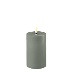 Deluxe Homeart LED Stumpenkerze Real Flame salbei green