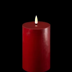 Deluxe Homeart LED Stumpenkerze Real Flame bordeaux