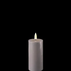 Deluxe Homeart LED Stumpenkerze Real Flame grau