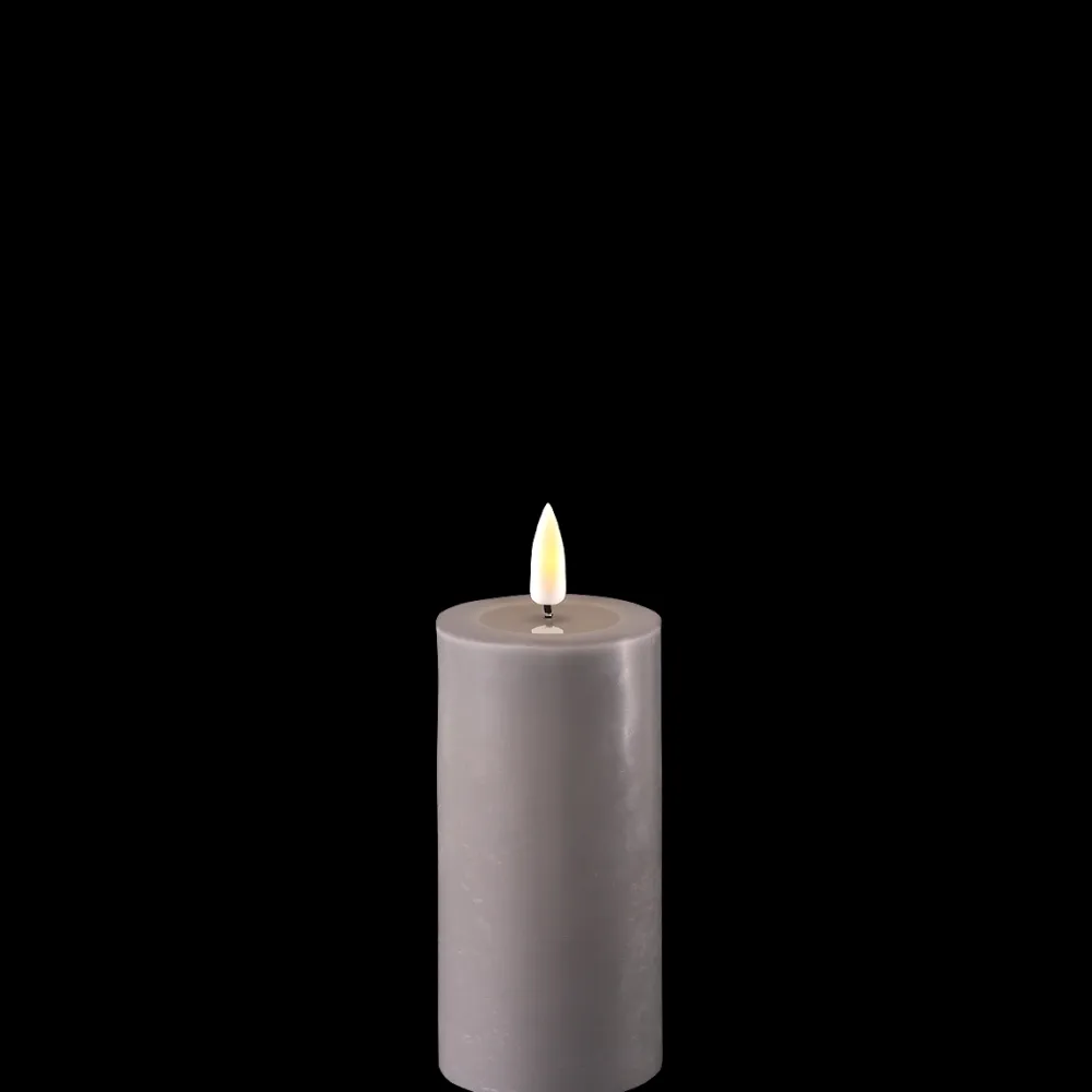 Deluxe Homeart LED Stumpenkerze Real Flame grau