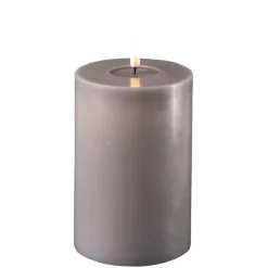 Deluxe Homeart LED Stumpenkerze Real Flame grau