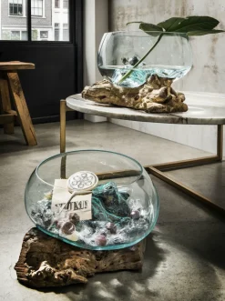 Faktorei Unikat-Dekowurzel Teak mit Glasschale