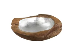 HSM Collection Obstschale Teakholz mit Aluminiumschale silber