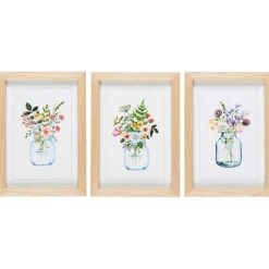 IB Laursen 3er Bilder-Set mit Blumenmotiv im Holzrahmen