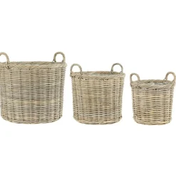 IB Laursen 3er Korbsatz Rattan mit 2 Henkeln