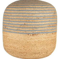 IB Laursen Fußhocker aus Jute mit blauen Streifen