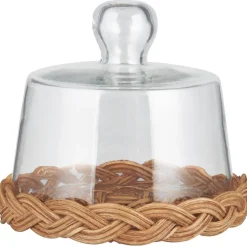 IB Laursen Glasglocke mit Rattanboden mundgeblasen