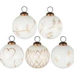 IB Laursen Große Weihnachtskugeln 5er-Set mit goldfarbener Eingravierung