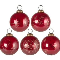 IB Laursen Große Weihnachtskugeln 5er-Set mit goldfarbener Eingravierung