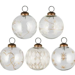 IB Laursen Große Weihnachtskugeln 5er-Set mit goldfarbener Eingravierung