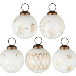 IB Laursen Große Weihnachtskugeln 5er-Set mit goldfarbener Eingravierung