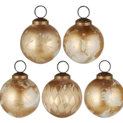 IB Laursen Große Weihnachtskugeln 5er-Set mit goldfarbener Eingravierung