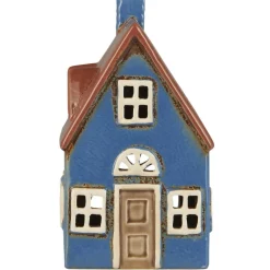 IB Laursen Haus für Teelicht Nyhavn blau mit brauner Tür