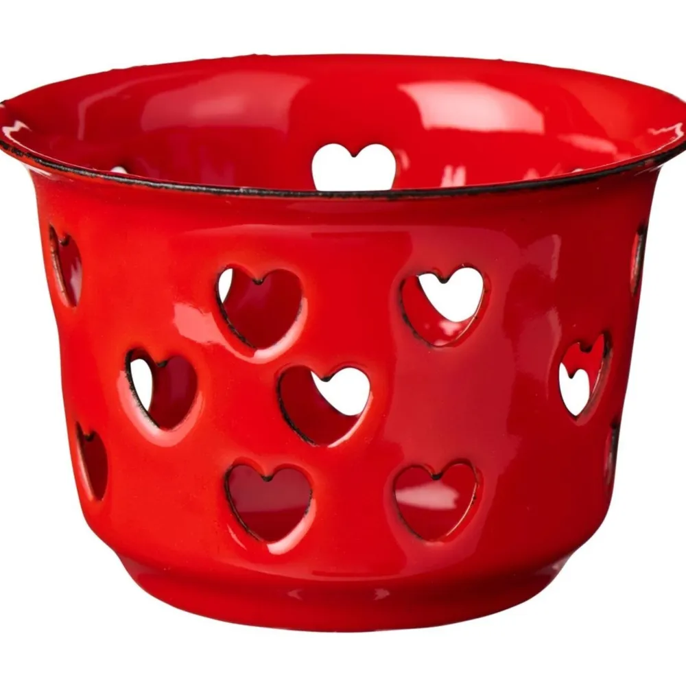 IB Laursen Kerzenhalter für Teelicht mit Herzen Emaille