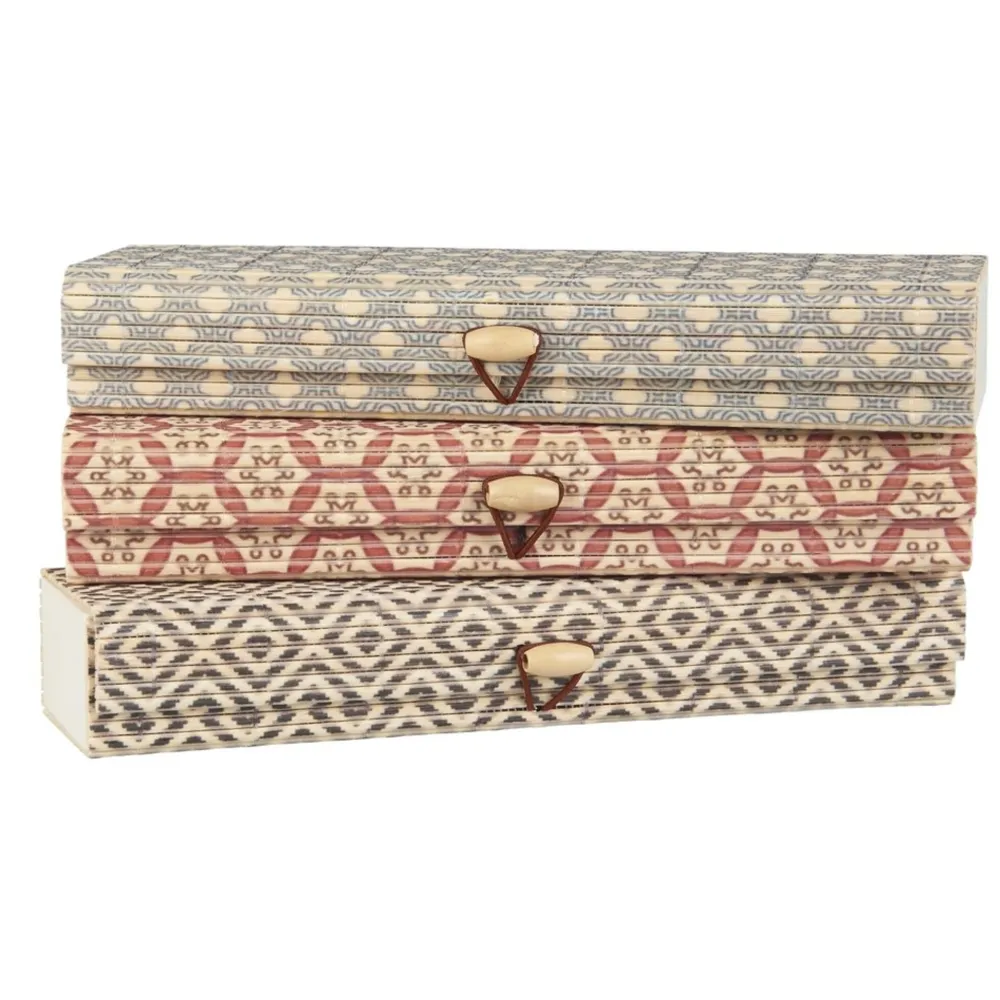 IB Laursen Schachtel, 3er Set mit Muster länglich Bambus