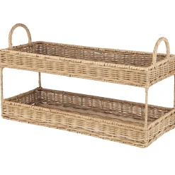 IB Laursen Tablett mit 2 Etagen aus Rattan