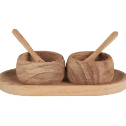 IB Laursen Tablett mit Schalen und Löffeln aus Akazienholz