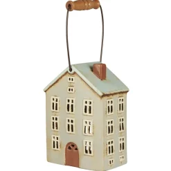 IB Laursen Teelicht Häuschen aus Keramik Nyhavn mit Holzgriff