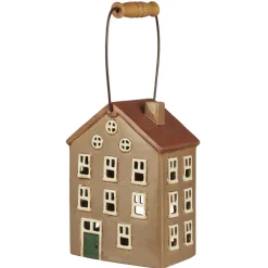 IB Laursen Teelicht Häuschen aus Keramik Nyhavn mit Holzgriff