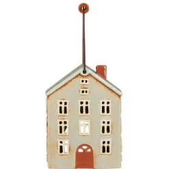 IB Laursen Teelicht Häuschen aus Keramik Nyhavn mit Holzgriff