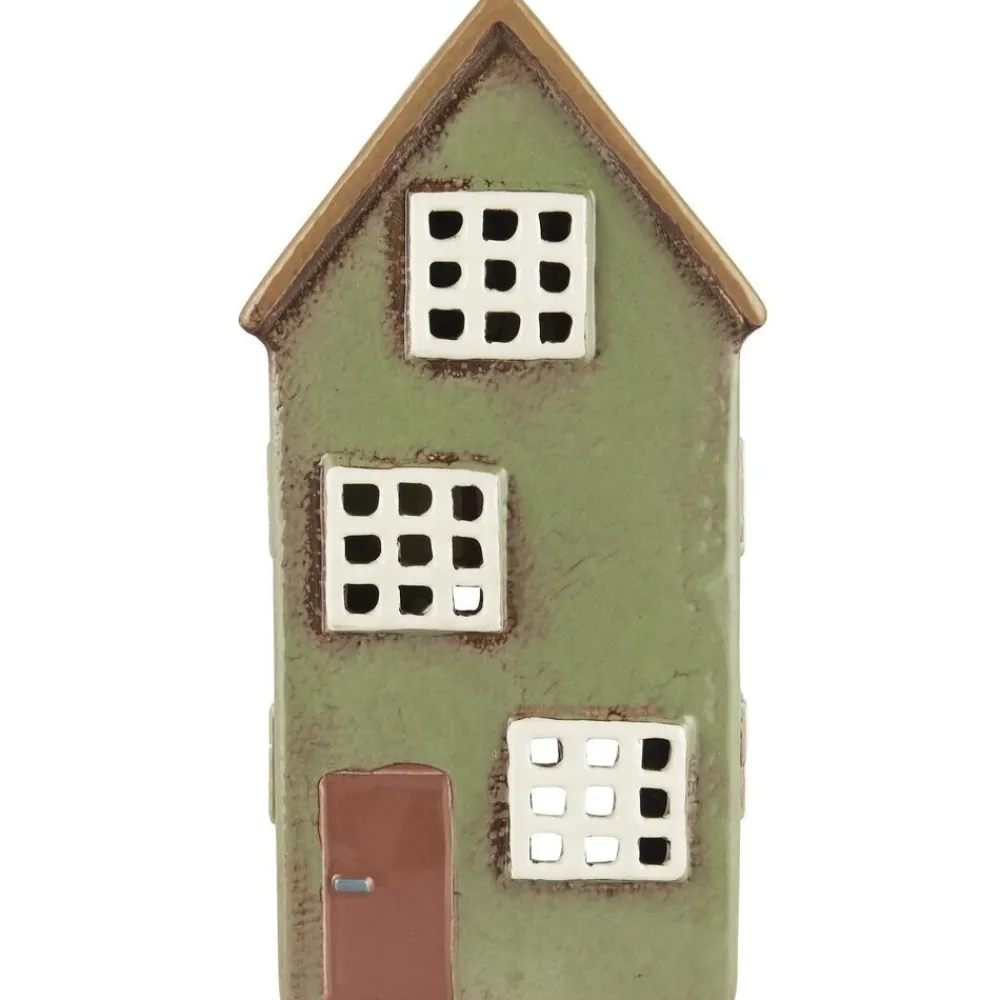 IB Laursen Teelichthaus aus Keramik Nyhavn braune Tür