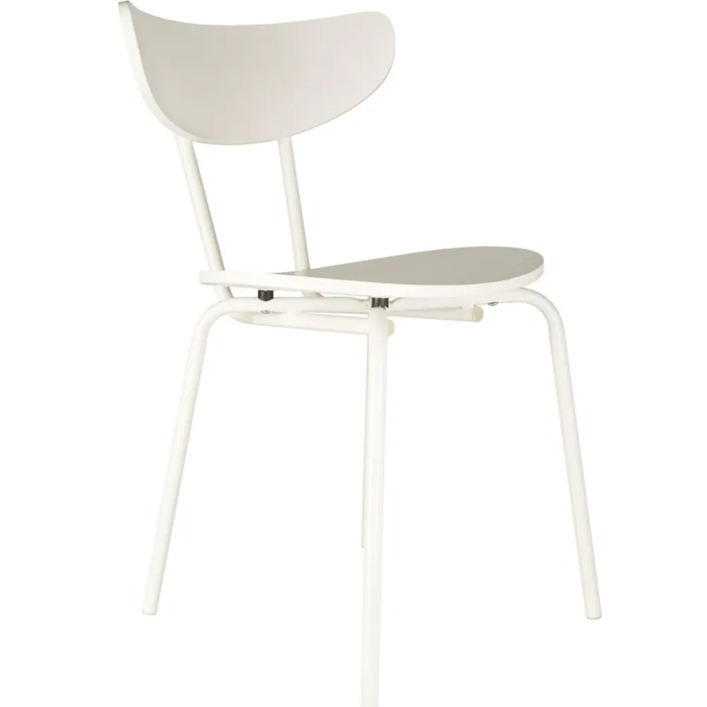 IB Laursen Weißer Stuhl aus Sperrholz, stapelbar