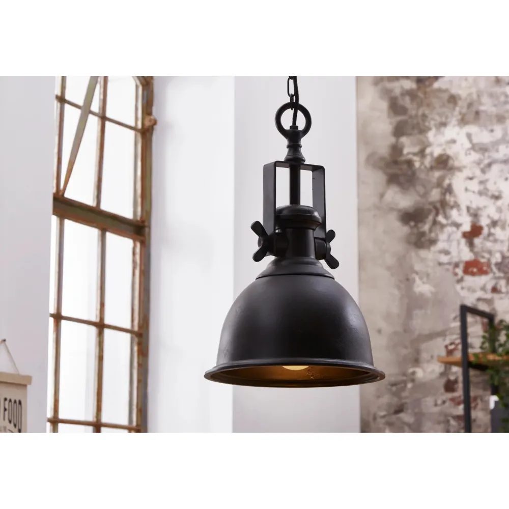 Invicta Pendelleuchte Industrial Metall schwarz Industriestil