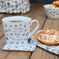 Krasilnikoff Happy Cup Tasse Das Leben ist viel besser mit Konfetti
