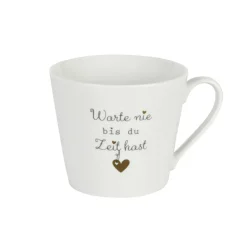 Krasilnikoff Happy Cup Tasse, Warte nie bist du Zeit hast
