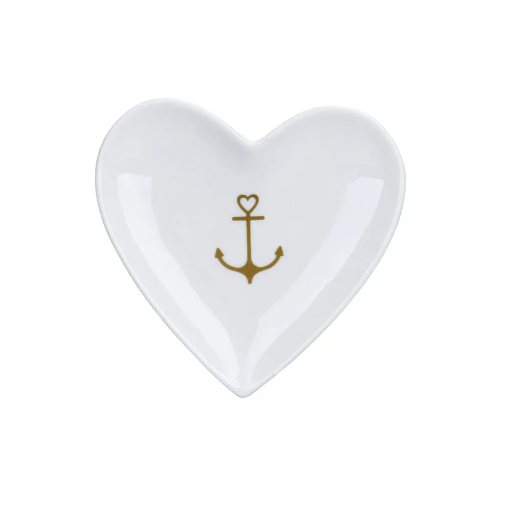 Krasilnikoff Herz Schale, Tablett Gold Anchor