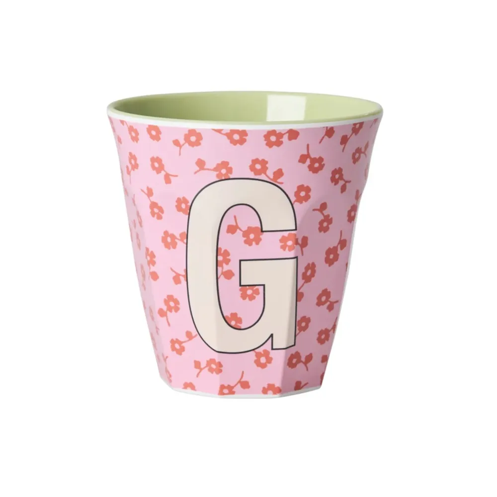 RICE Buchstaben-Becher mit Blumen Medium