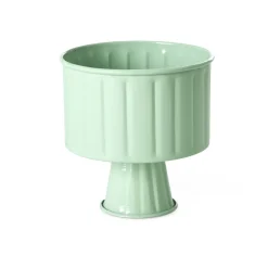 RICE Eisen Blumentopf Hellgrün auf Sockel