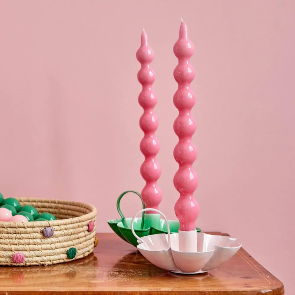 RICE Geschwungene Kerzen 2er Pack