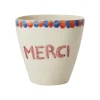 RICE Keramik Becher Handbemalt MERCI