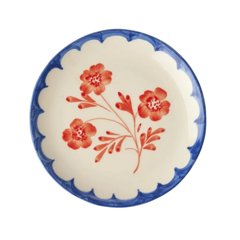 RICE Keramik Kuchenteller Handgemalt Vintage Flower