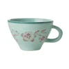 RICE Keramik Teetasse Handbemalt Blume Mint